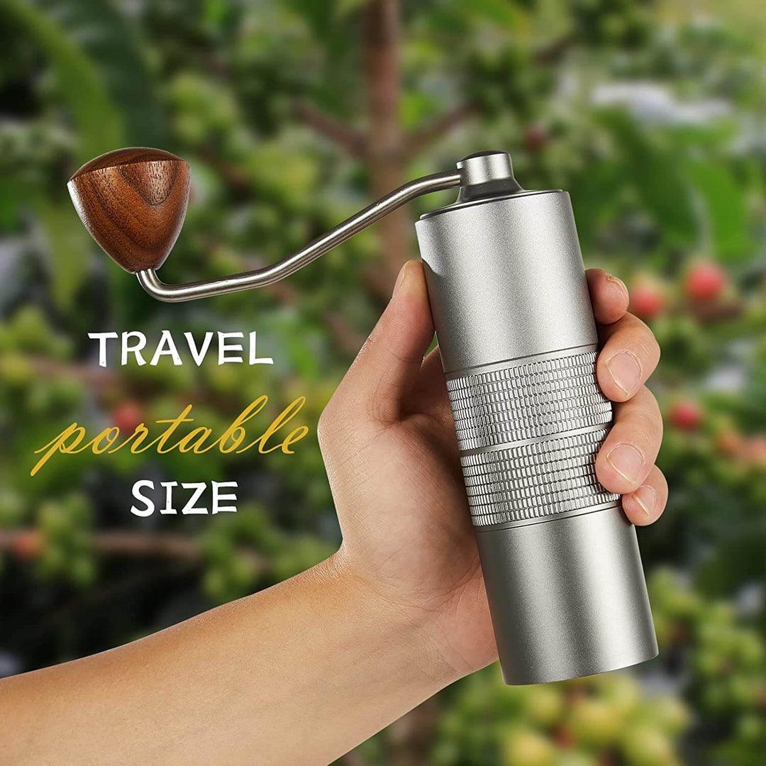 CONQUECO Manual Coffee Grinder - Hand Bean Grinder with Adjustable Settings and 40G Capacity Max, External Numerical Adjustable Finely Setting