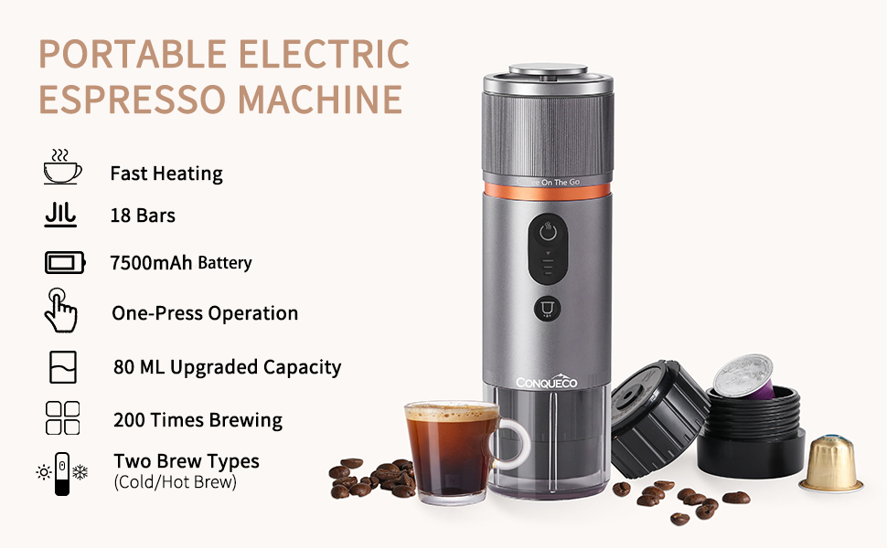 110ML Portable Wireless Electric Coffee Machine Rechargeable Outdoor Travel  Car Home Fully Automatic Coffee Maker Camping Travel