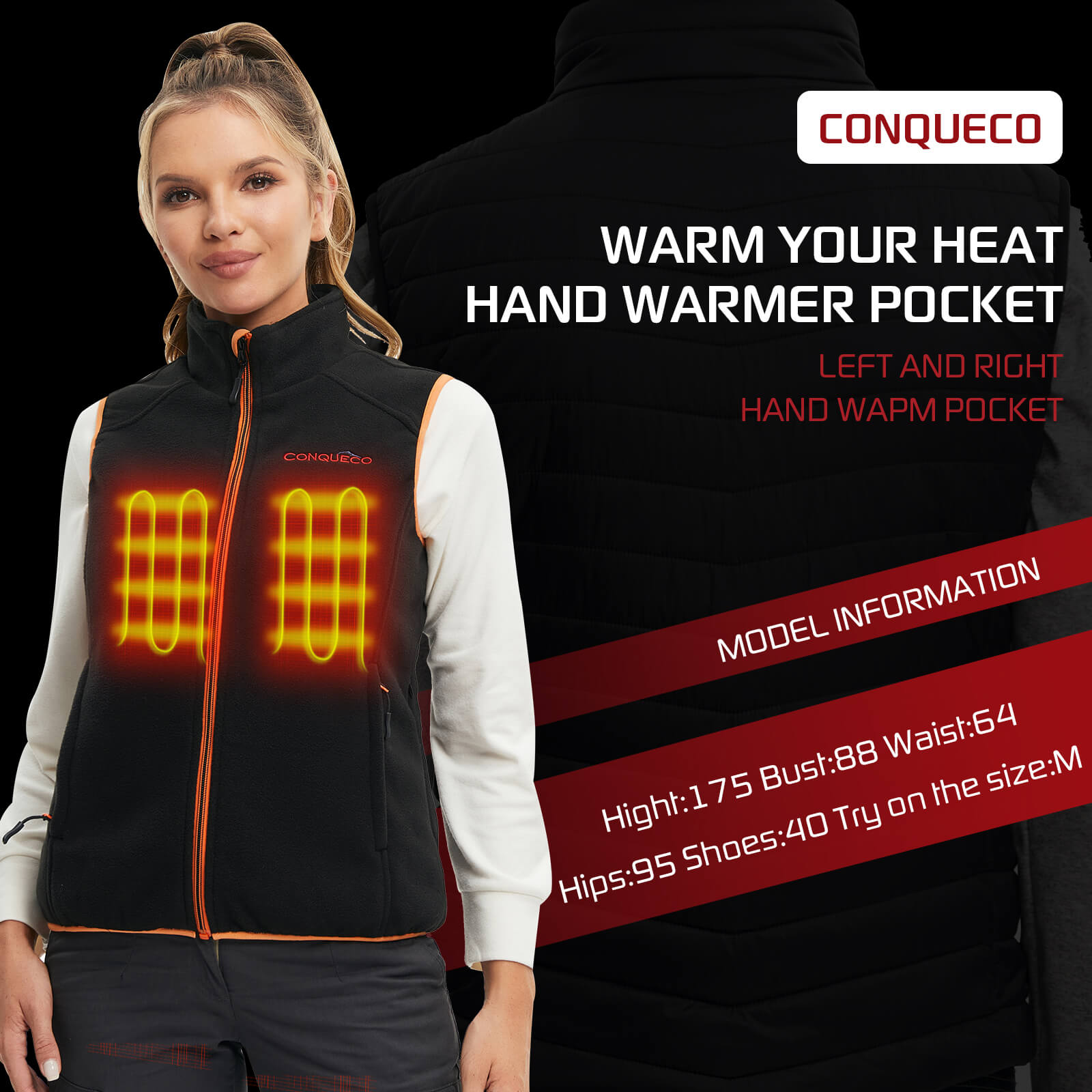 conqueco women heated vest