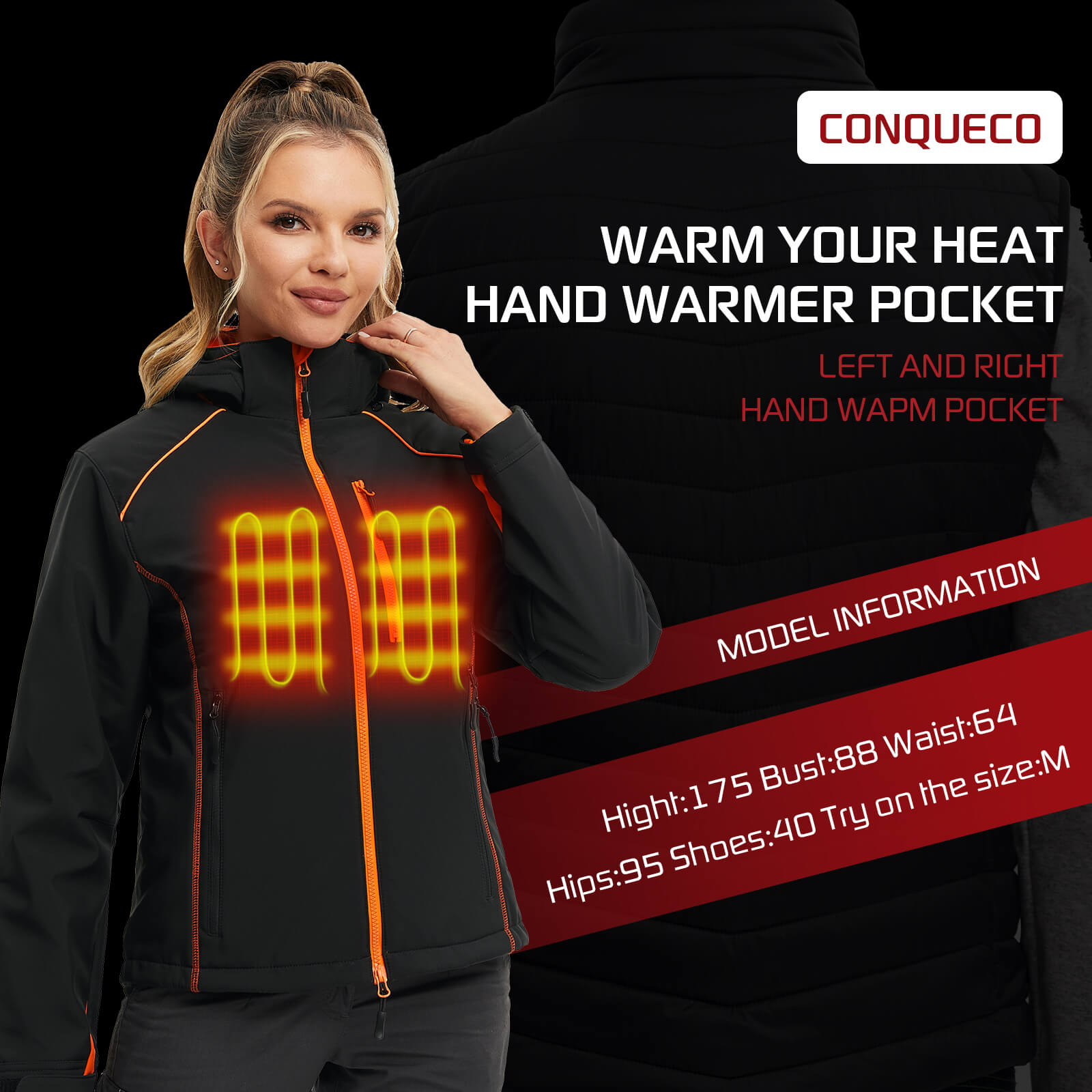 conqueco women heated jacket