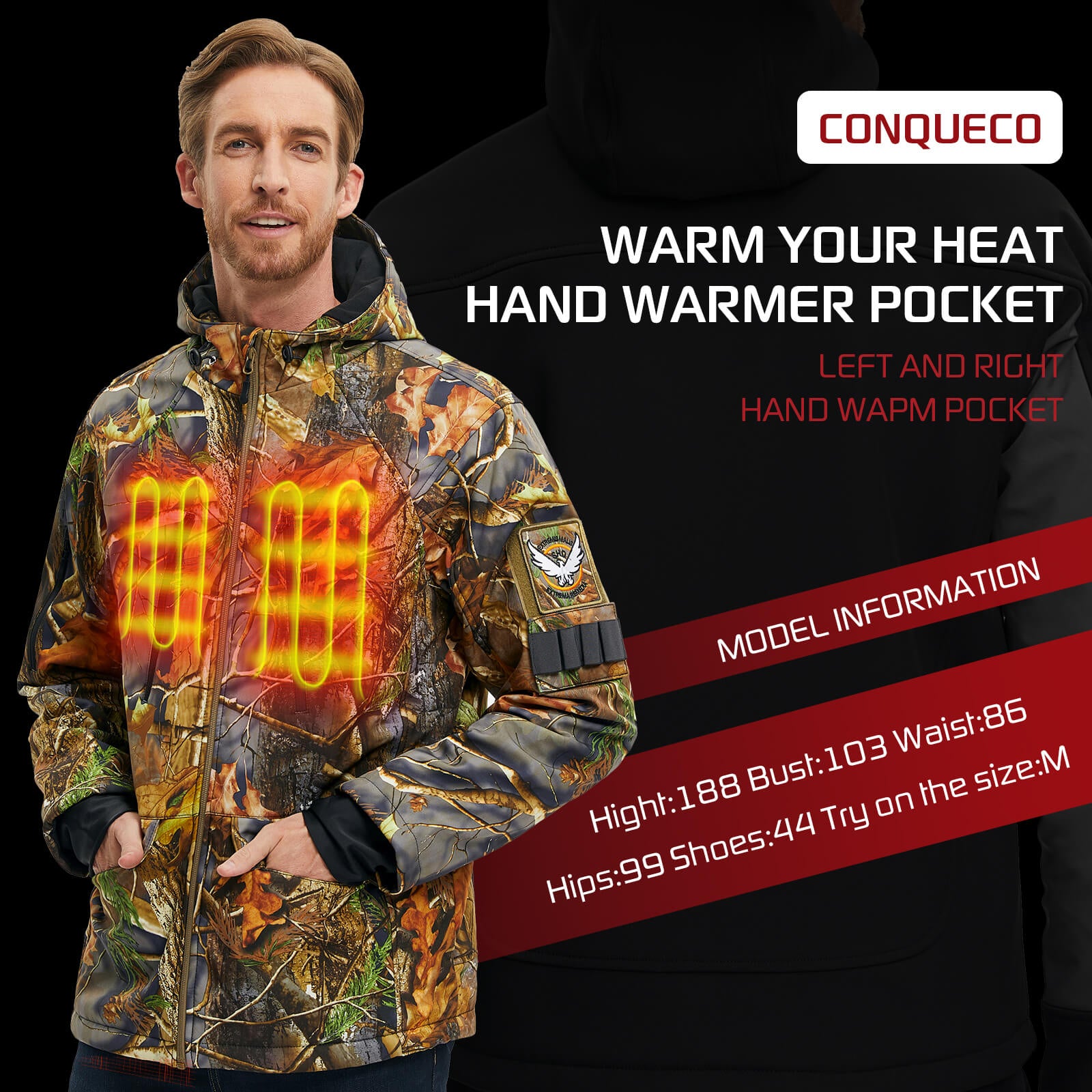 conqueco men heated jacket