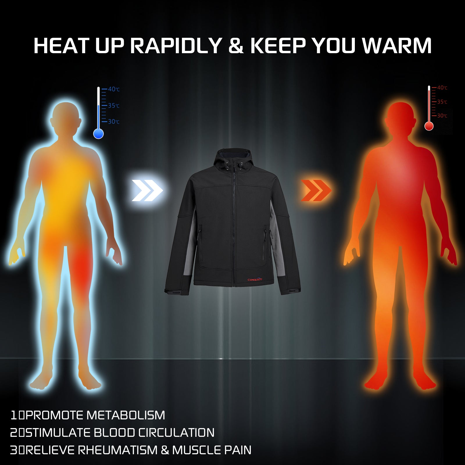 conqueco men heated jacket keep you warm