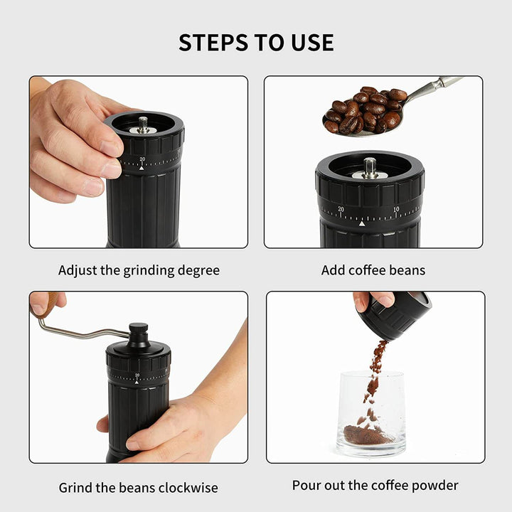 Manual Coffee Grinder Burr-Portable Stainless Steel Hand Bean Griding Machine(Max 40g)